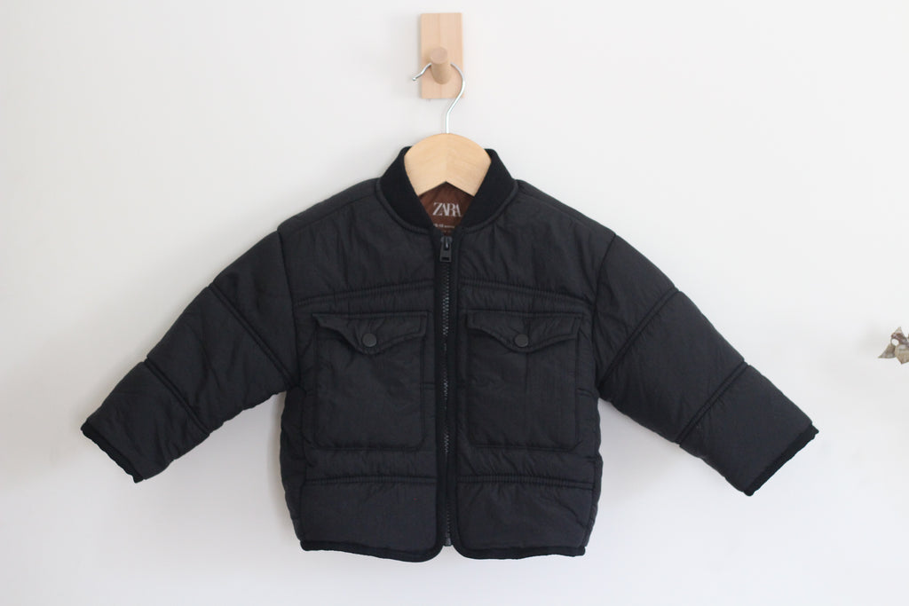 Zara Black Bomber Jacket - size 12 - 18 months