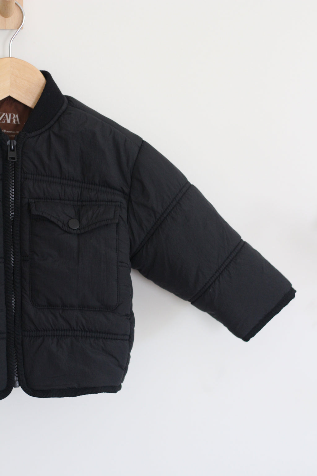 Zara Black Bomber Jacket - size 12 - 18 months