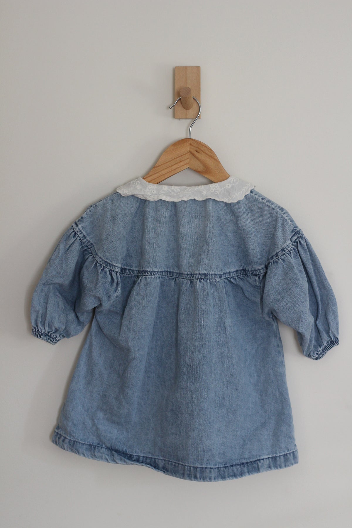 NEXT Character Embroidered Collar Denim Dress - size 9 - 12 months